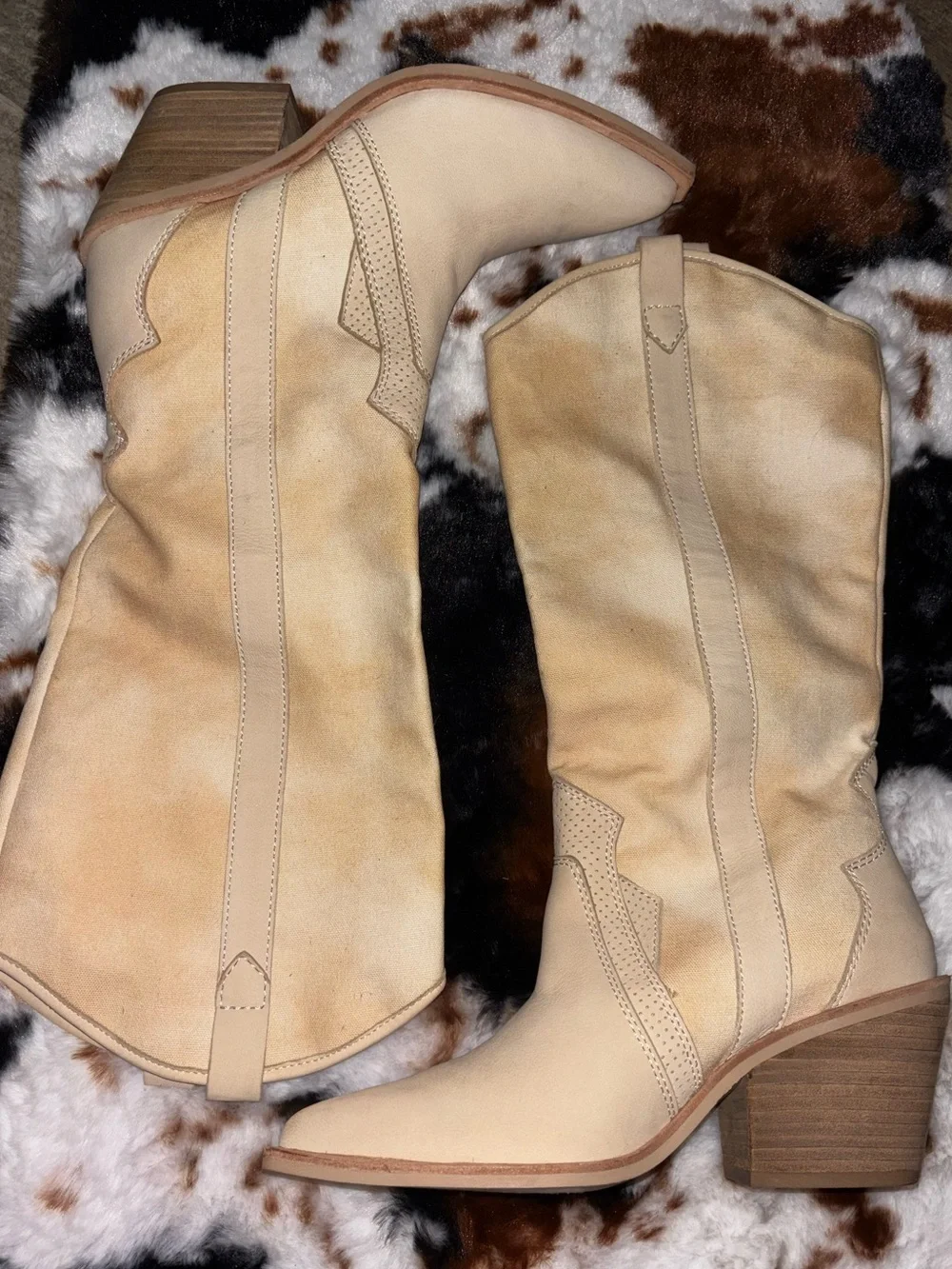 Dolce Vita Navene Vanilla Nubuck Leather Slip-On Knee High Boots